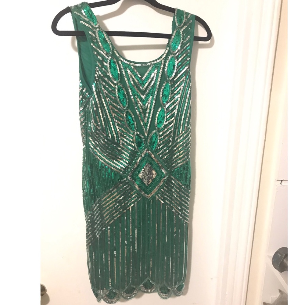 Green sequin women’s dress